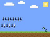 Pixel-art scene of the seized items: 8.5M fentanyl doses , 142 guns