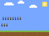 Pixel-art scene of the seized items: 11 rifles , 5 machine guns