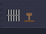 Pixel-art scene: prison sentence handed down