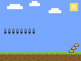 Pixel-art scene of the seized items: $67,000 cash , 8 firearms