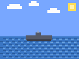 Pixel-art scene: semi-submersible intercepted